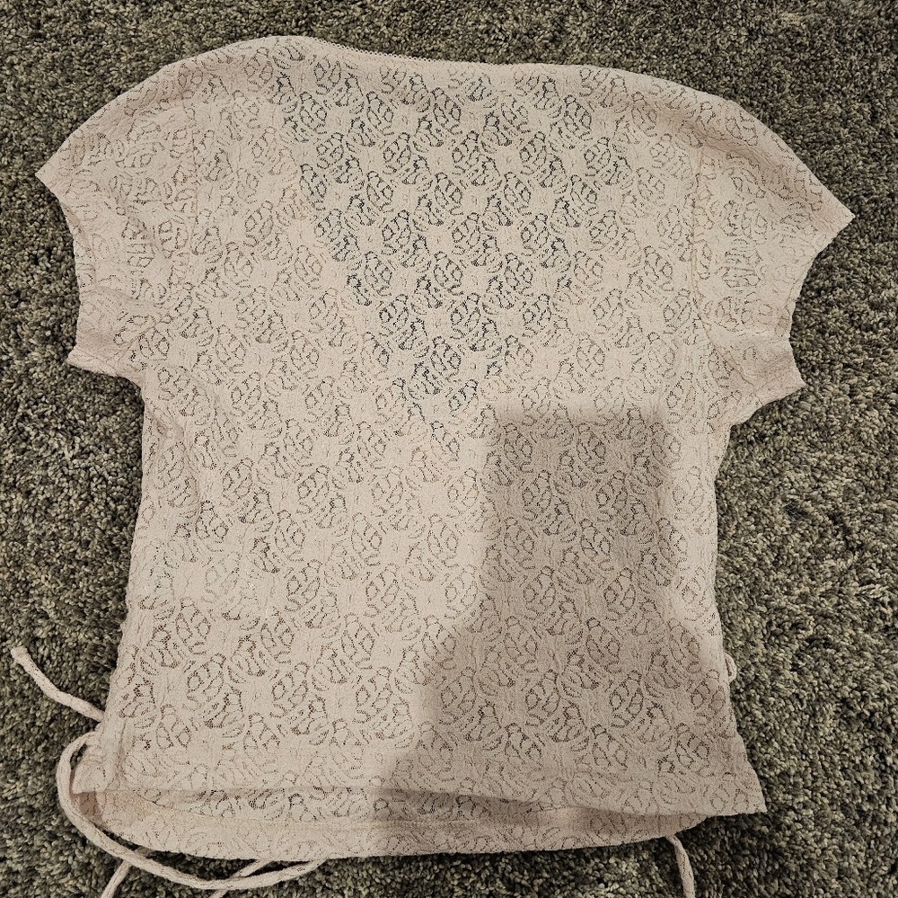 Kimchi Blue Pink Wrap Top V Neck Faux Wrap Cami Crop Top M - Picture 5 of 9